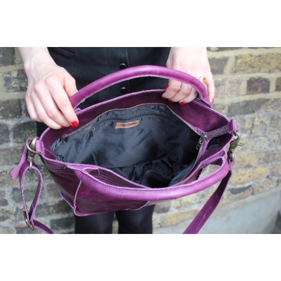 Bach Small Tote Purple Leather 